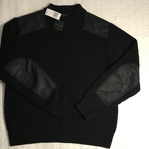 Magaschoni Navy Ribbed Wool Sweater L NWT